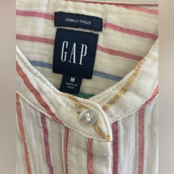 GAP Crinkle Gauze metallic rainbow stripe shirt - Picture 2 of 6